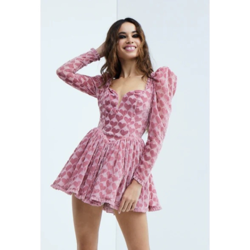 Dress - heart velvet pink dress